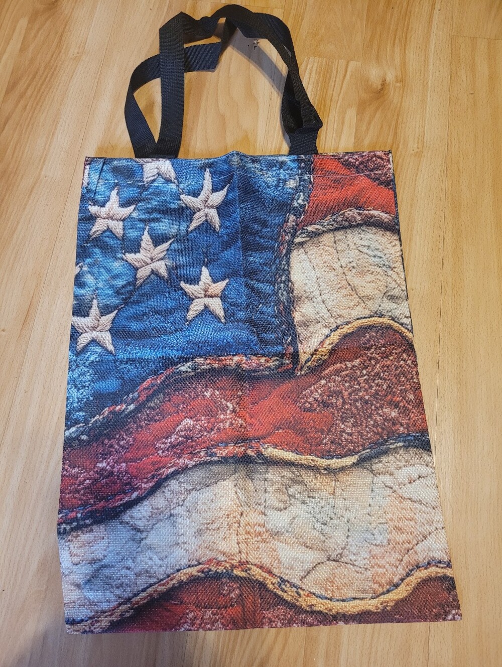 American Flag Printed Shoukder Tote Bag - Red, White & Blue (C02)